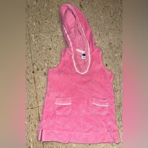 Baby Girl JANIE + JACK Pink Terry cloth Sleeveless Hoodie Coverup Dress Sz 6-12m
